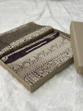 Pure katan silk banarasi saree woven with golden zari in brocade pattern